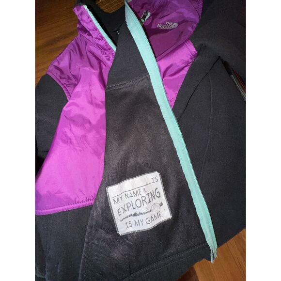 The North Face Full Zip Fleece Explorer Jacket Girls L 14/16 Purple Black READ - Picture 11 of 15